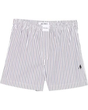 The Attico Striped Cotton Shorts - White
