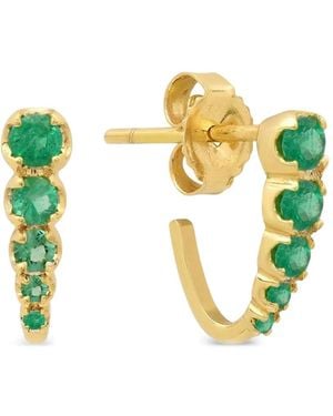 Jennifer Meyer Orecchini Graduated Edith Medi Con Smeraldi - Metallizzato
