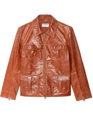 Zadig & Voltaire Flap-Pocket Leather Jacket - Brown