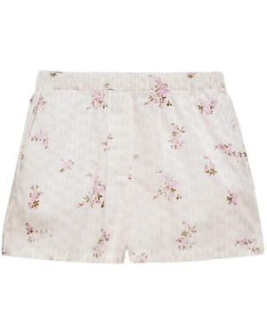 MSGM Short À Fleurs Imprimées - White