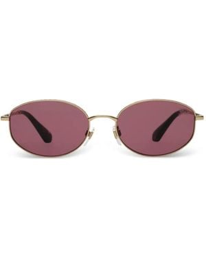 Burberry Lunettes De Soleil Ovales Check En Métal - Pink