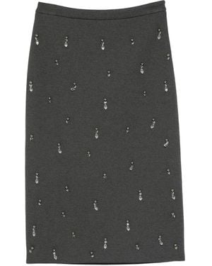 Semicouture Rhinestone-Embellished Skirt - Grey
