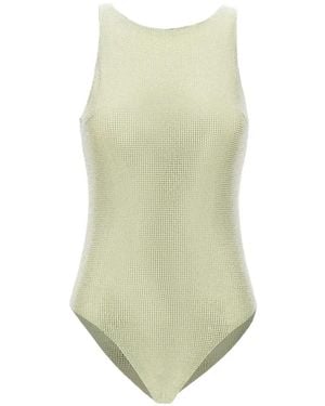 Twentyfourhaitch Lime Lamu Rhinestone-Embellished Bodysuit - White