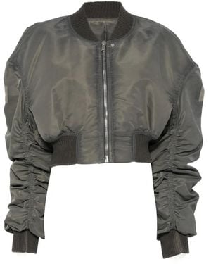 Rick Owens Padded Ruched-Sleeve Bomber Jacket - Grey