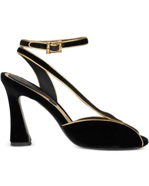 Etro Velvet High-Heeled Sandals With Metallic-Trim - Black