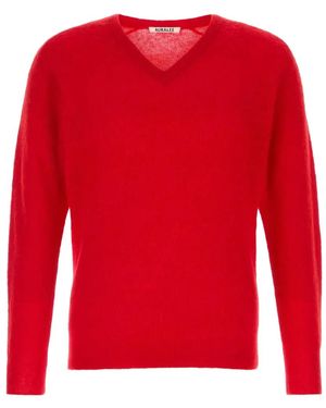 AURALEE Fein Gestrickter Pullover - Rot