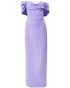 Carolina Herrera Draped Off-Shoulder Column Gown - Purple
