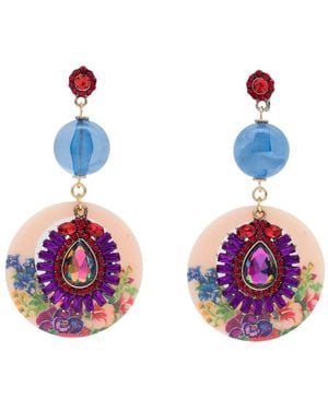 Amir Slama Crystal-Embellished Drop Earrings - Pink