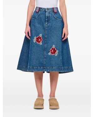 Molly Goddard Gonna Midi Denim Abi - Blu
