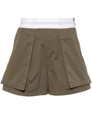 Alexander Wang Logo-Waistband Cotton Cargo Shorts - Natural