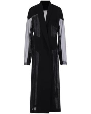 Yehuafan Semi-Sheer Tulle Coat - Black