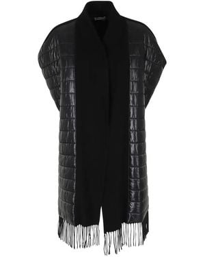Herno Quilted Fringe-Trimmed Cape - Black