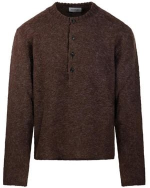 Diana Studio Brushed-Finish Henley Jumper - Brown