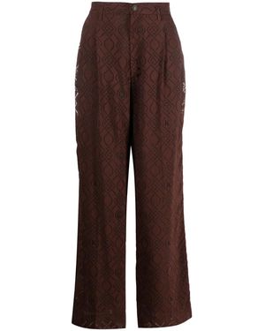 Koche Gerade Hose Mit Abstraktem Print - Braun