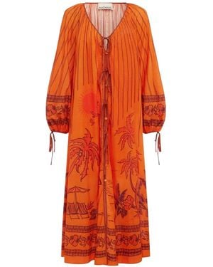 ALÉMAIS Boathouse Graphic-Print Midi Dress - Orange