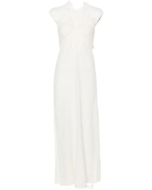 MOUTAKI Halter-Neck Ruched Maxi Dress - White
