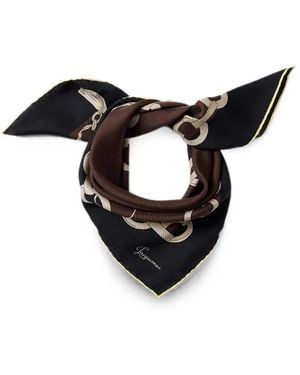 Jacquemus Chain-Print Silk Scarves - Black