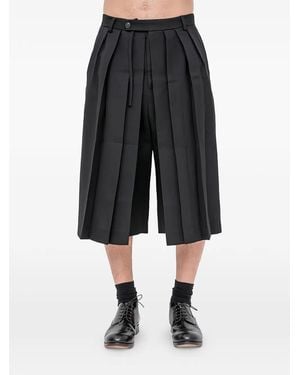 Setchu Pleated cropped trousers - Negro