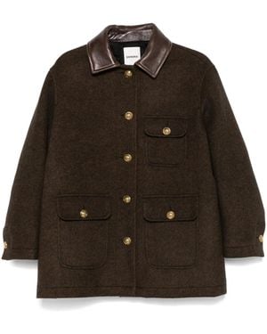 Sandro Single-Breasted Coat - Brown