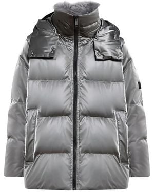 Yves Salomon Quilted Fur-Trimmed Coat - Gray