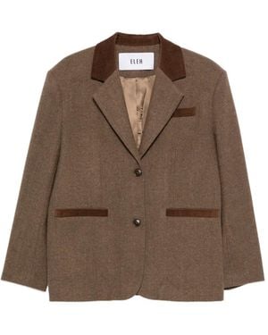 ELEH Corduroy-Trim Blazer - Brown