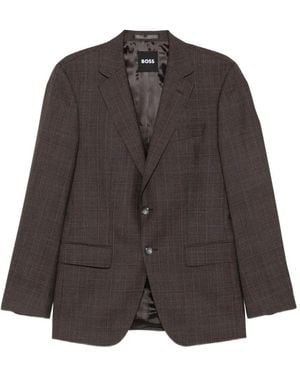 BOSS Huge Check-Pattern Single-Breasted Suit - Brown