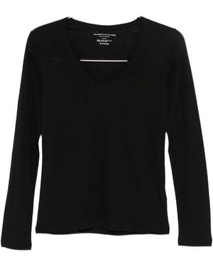 Majestic Filatures Long-sleeved V-neck Top - ブラック
