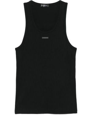 Mugler Camiseta de tirantes con cuello redondo - Negro