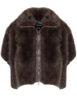 Lou Andrea Poncho-Style Coat - Brown