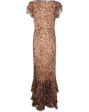 RIXO London Mila Kleid Mit Leoparden-Print - Braun