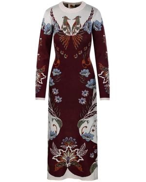 FARM Rio Millena Long-Sleeve Knit Midi Dress - Red