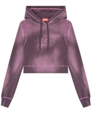 DIESEL F-Slimmy Embroidered Logo Hoodie - Purple