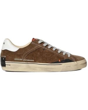 Crime London Deconstructed Distressed-Effect Leather Sneakers - Brown