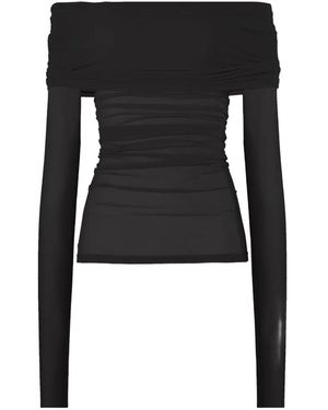 Wolford Draped Semi-Sheer Top - Black