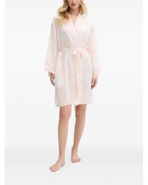 DKNY Badjas Met Ceintuur En Wolkenprint - Wit