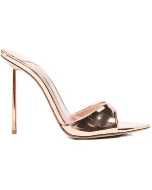 Le Silla Bella Metallic Pointed-Toe Mules - White