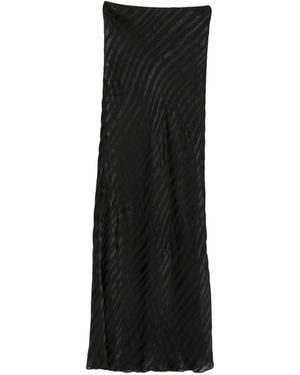 Patrizia Pepe Diagonal-Stripe Maxi Skirt - Black