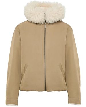 Yves Salomon Hooded Reversible Jacket - Natural