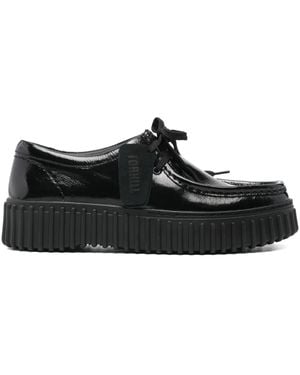 Clarks Torhill Bee Leather Trainers - Black