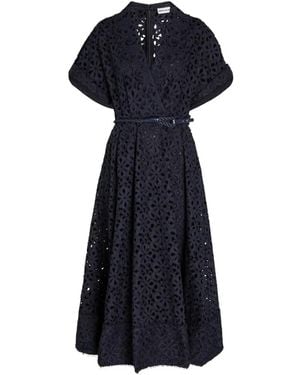 Rebecca Vallance Antalya Guipure-Lace Belted Midi Dress - Blue