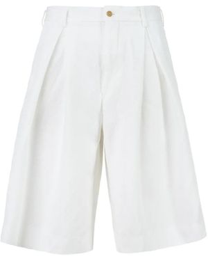 Comme des Garçons Pleated Twill Shorts - White