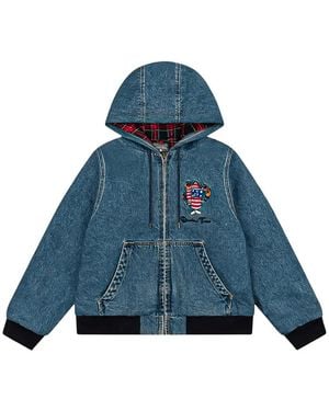 DENIM TEARS Chaqueta con capucha y logo bordado - Azul