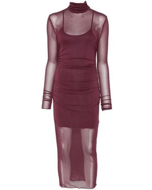 Aniye By Sheer-Panelled Ruched Dress - Purple