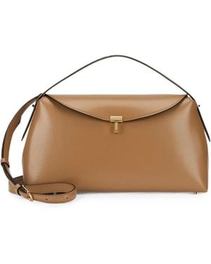 TOTEME T-Lock Leather Tote Bag - Brown