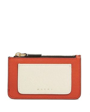 Marni Saffiano Leather Colour-Block Wallet - White