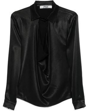 Pink Satin Blouse - Black
