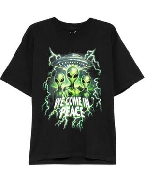 Melt Alien-Print T-Shirt - Black