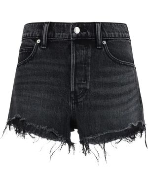 Alexander Wang Crystal-Embellished Frayed Shorts - Black