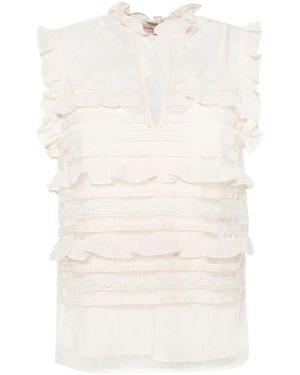 Twinset Floral-Lace Sleeveless Blouse - White