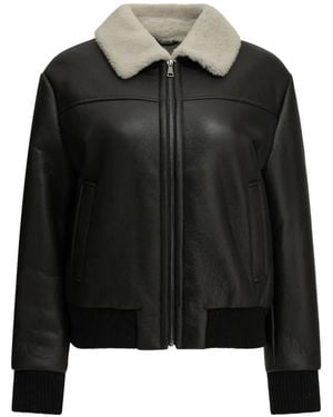 Semler Shearling-Collar Leather Coat - Black